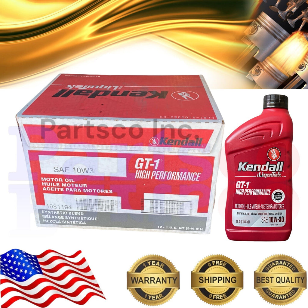 Motor Oil 10W30 Synthetic Blend 12 Quarts Kendall Liquitek GT-1 High Performance