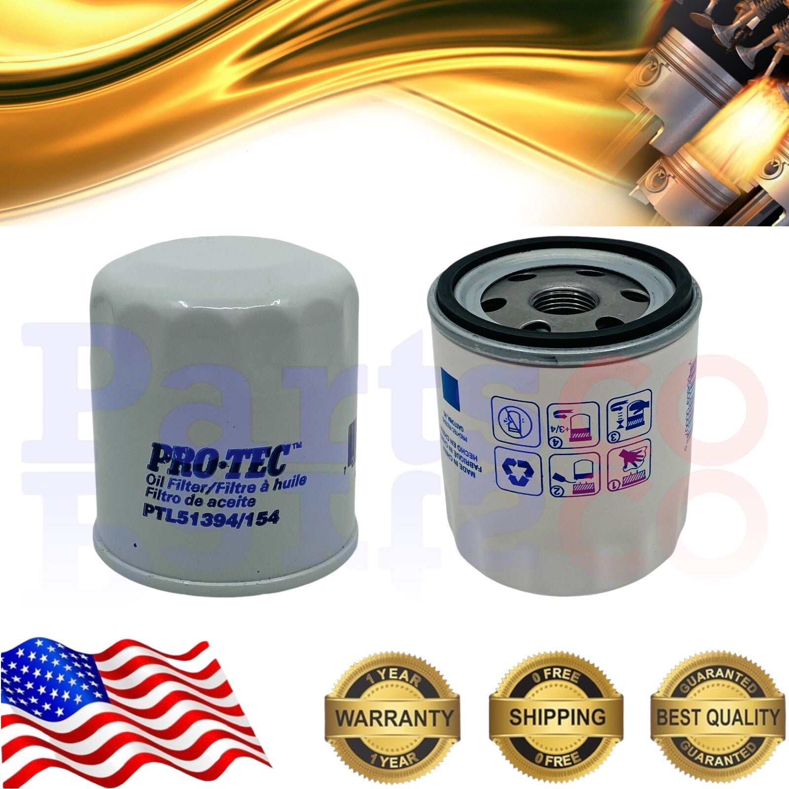 Motor Oil Full Synthetic 5 Quarts and Oil Filter Spin On Toyota Prius 2012-2020