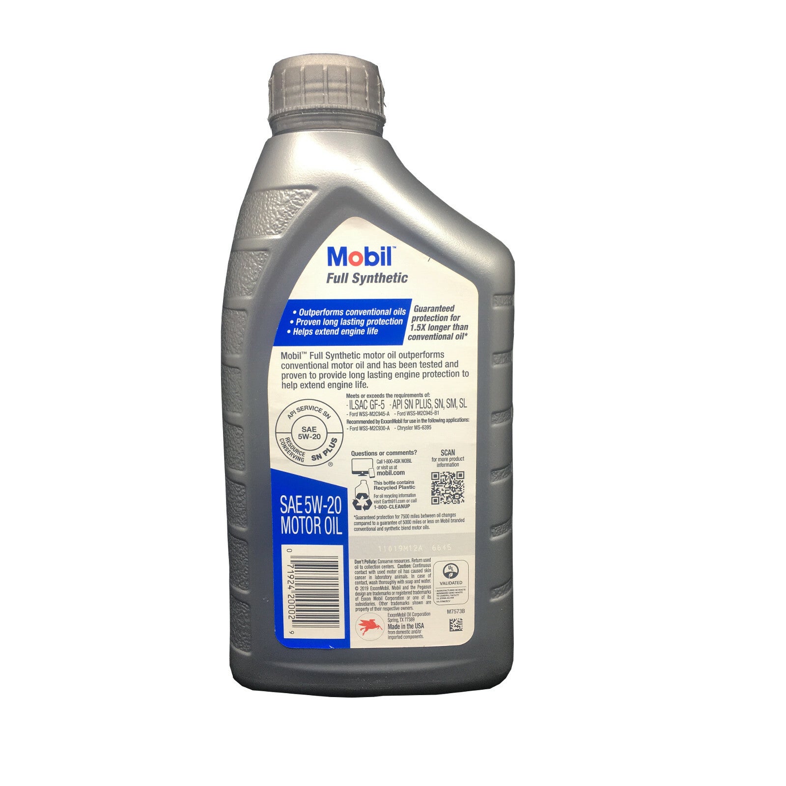 5W20 Full Synthetic  Motor Oil 6 Quarts in a Case Mobil