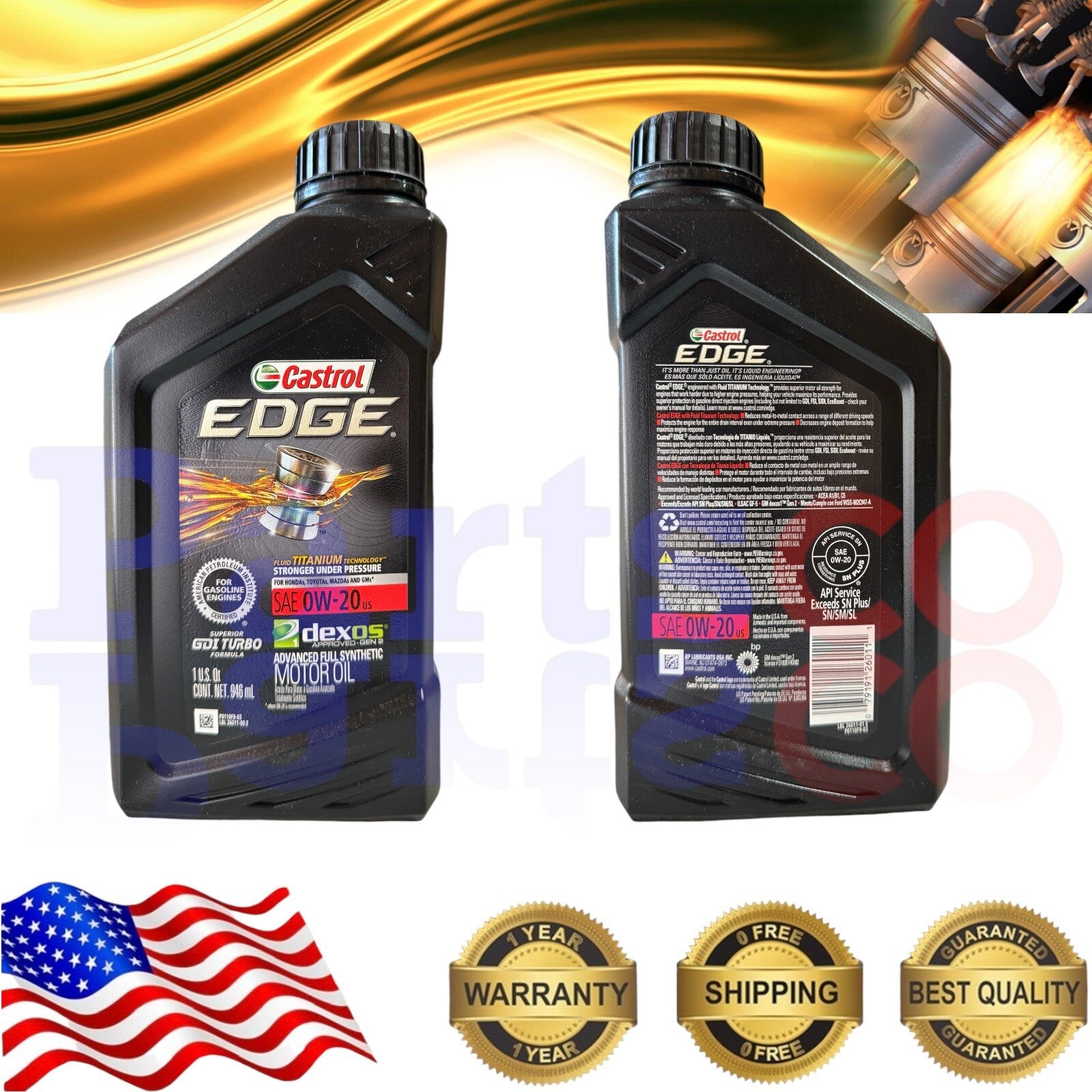 Motor Oil 0W20 Full Synthetic 6 Quarts Castrol EDGE