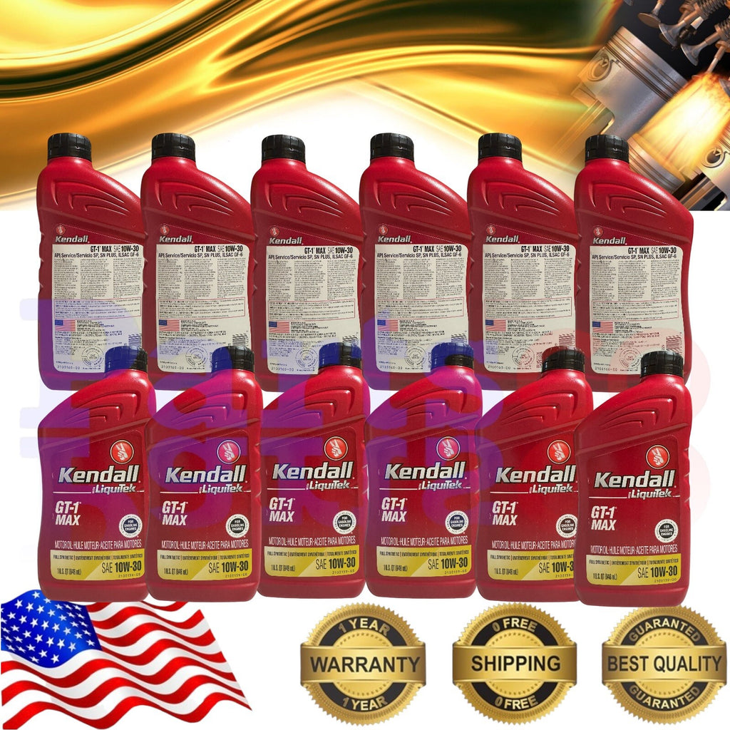 Motor Oil 10W30 Full Synthetic 12 Quarts KENDALL GT-1® MAX WITH LIQUITEK®
