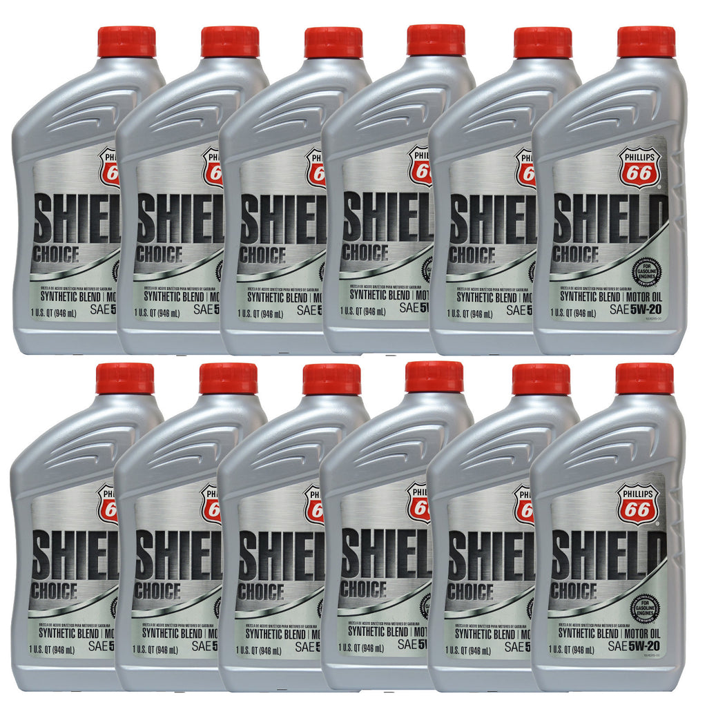 Synthetic Blend 5W20 Motor Oil 12 Quarts In Case PHILLIPS 66 Shield Defense 