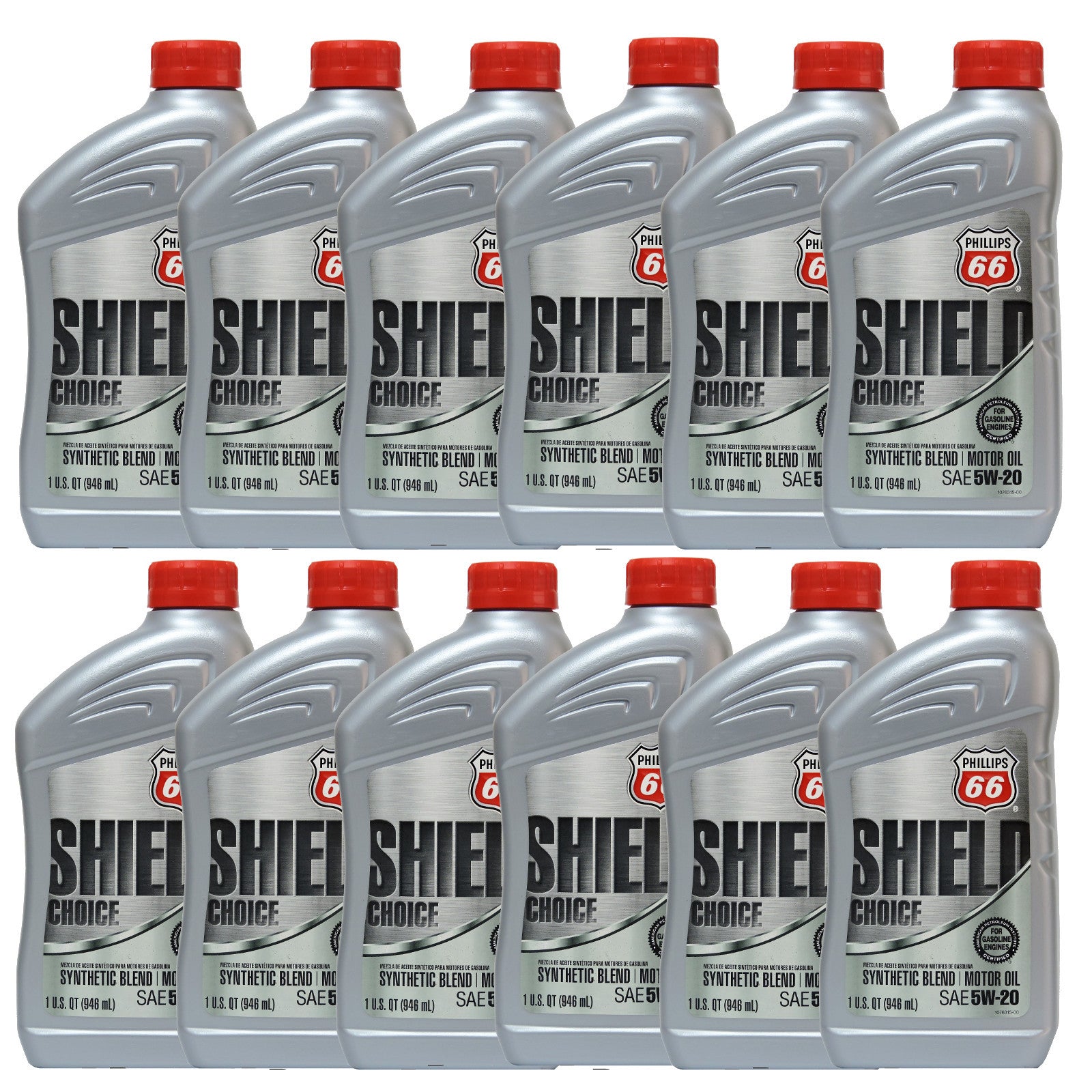 Synthetic Blend 5W20 Motor Oil 12 Quarts In Case PHILLIPS 66 Shield Defense 