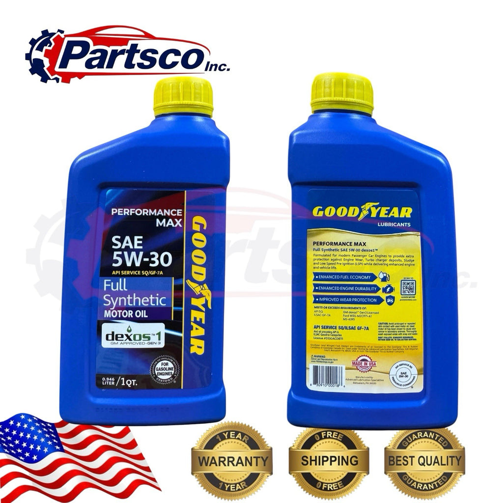 Goodyear 5W-30 Full Synthetic Motor Oil 8qt Case dexos1 Gen 3 (8 x 1qt Bottle)