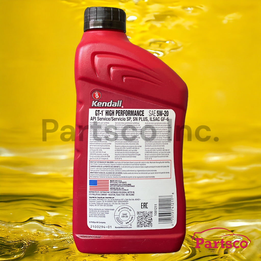 Motor Oil 5W20 Synthetic Blend 8 Quarts Kendall Liquitek GT-1 High Performance