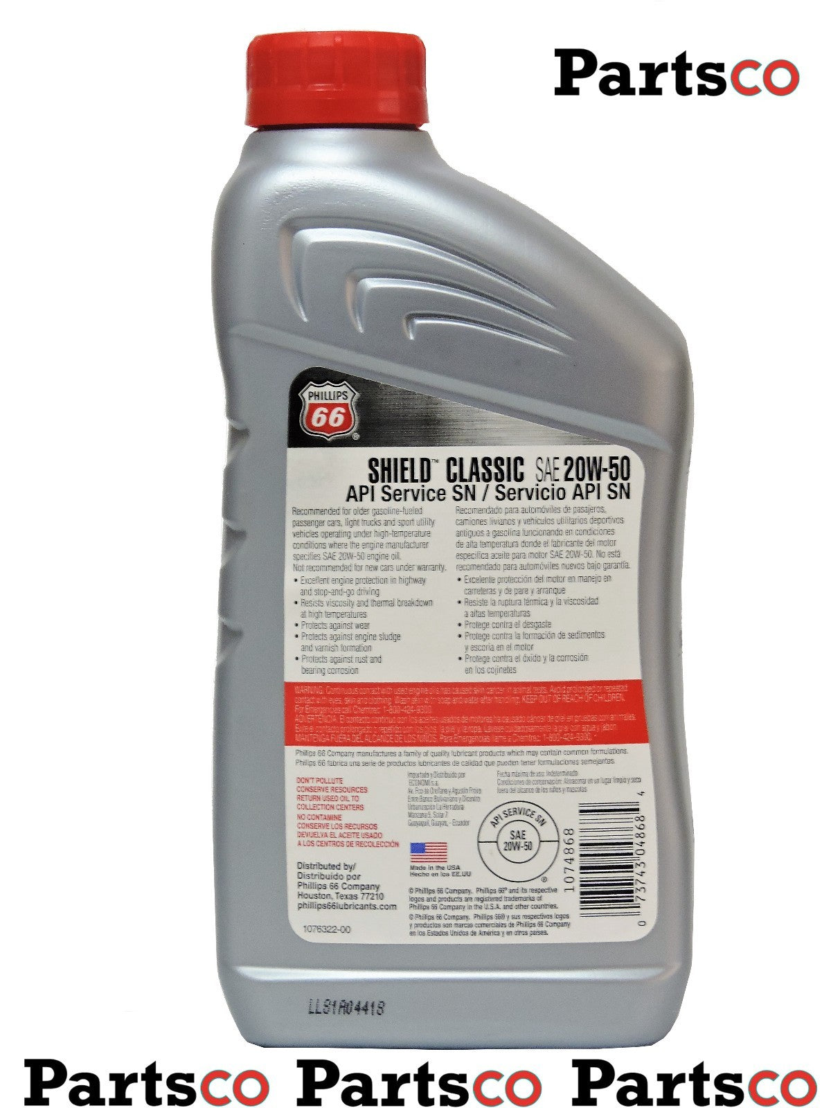 Motor Oil 20W50 Conventional Oil 12 Quarts PHILLIPS 66 Shield Classic