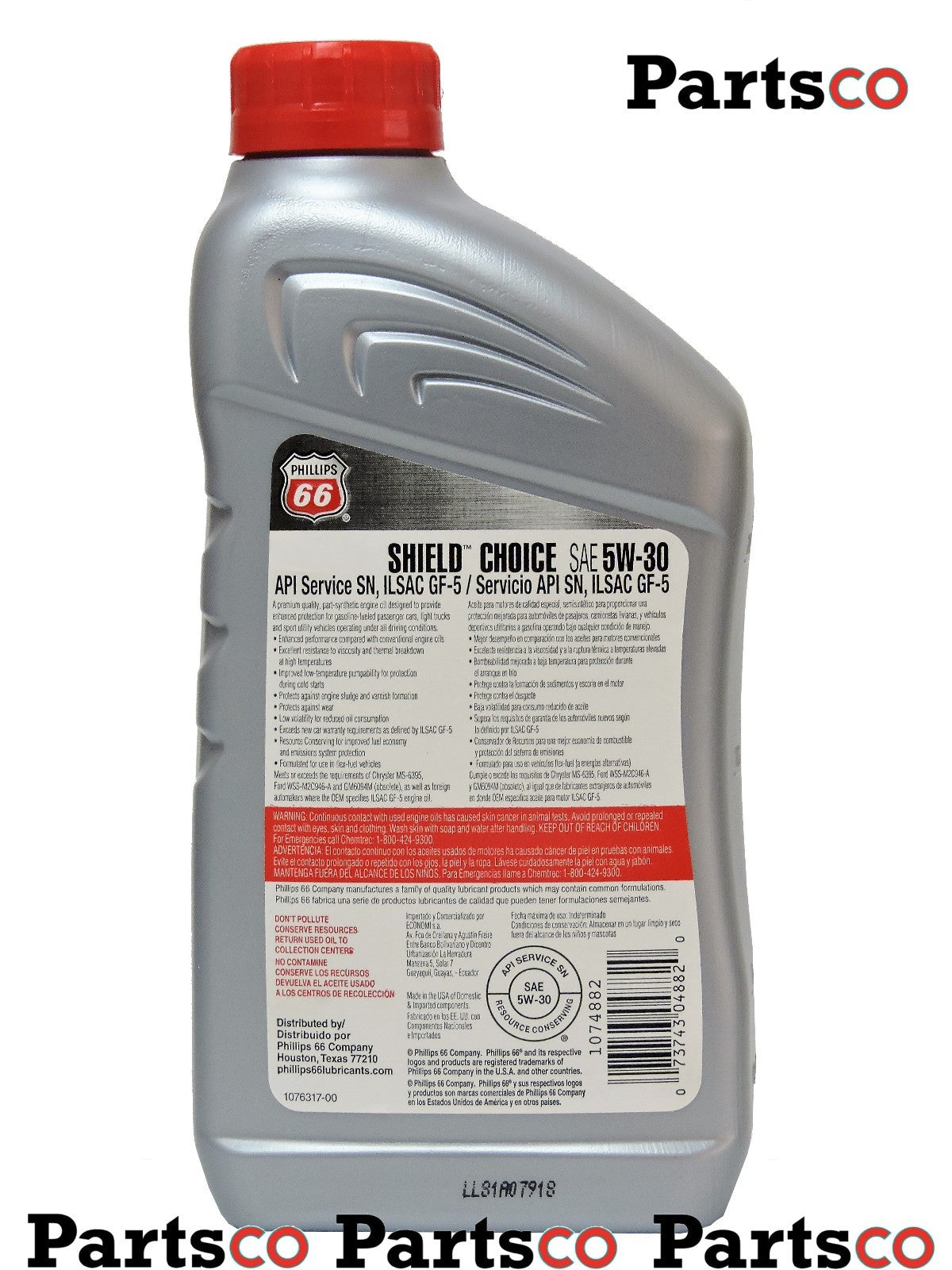 Synthetic Blend 5W30 Motor Oil 12 Quarts In Case PHILLIPS 66 Shield Defense 