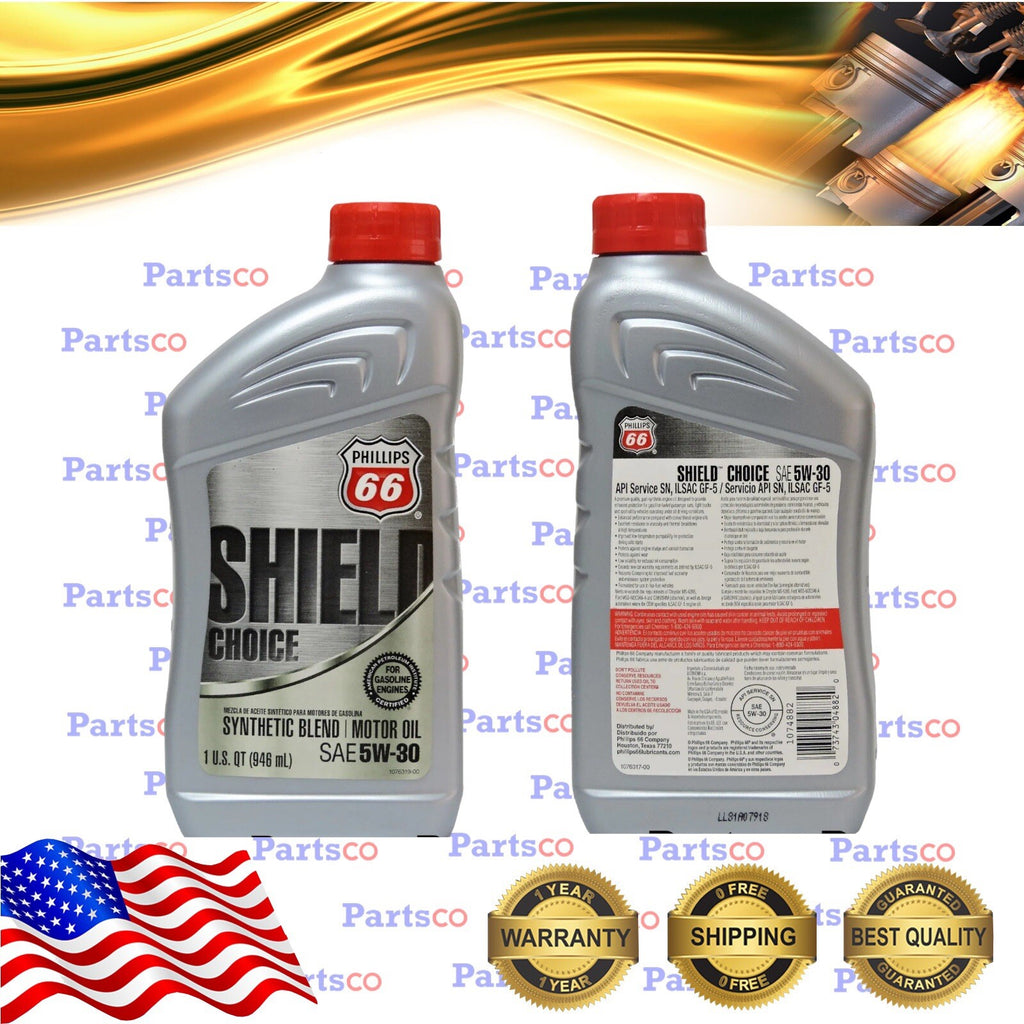 Motor Oil 5W30 Synthetic Blend 8 Quarts PHILLIPS 66 Shield Defense 