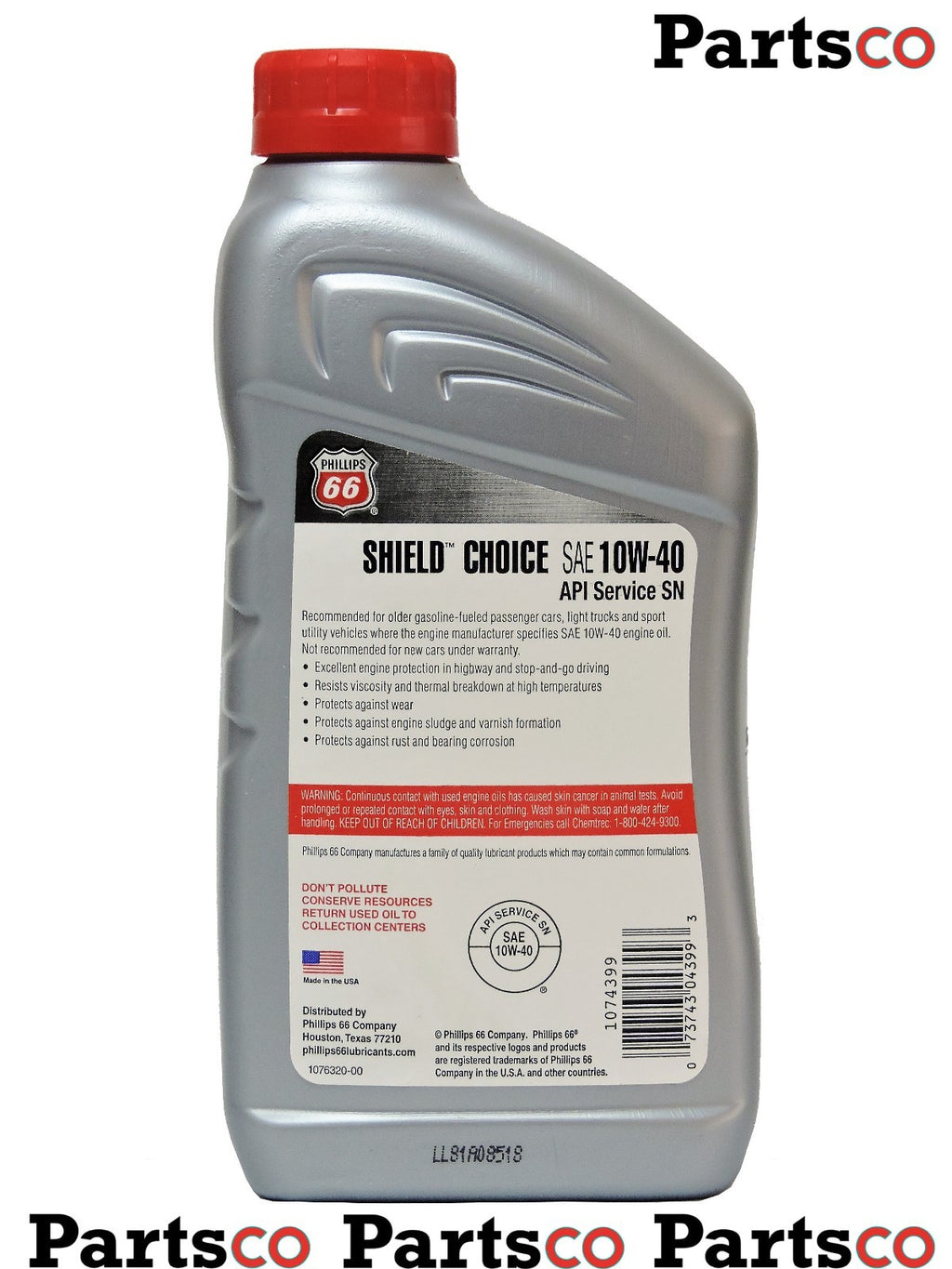 Motor Oil 10W40 Synthetic Blend 12 Quarts PHILLIPS 66 Shield Defense 