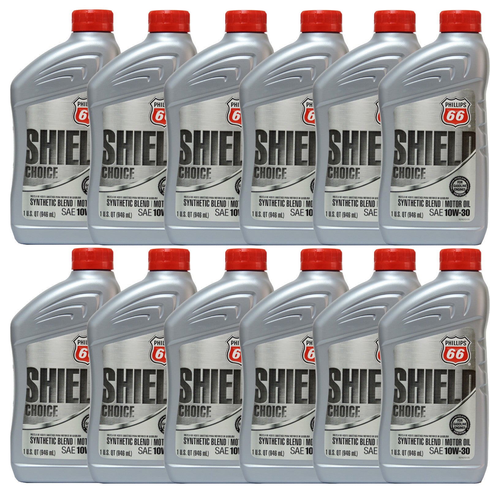 Motor Oil 10W30 Synthetic Blend 12 Quarts PHILLIPS 66 Shield Defense 