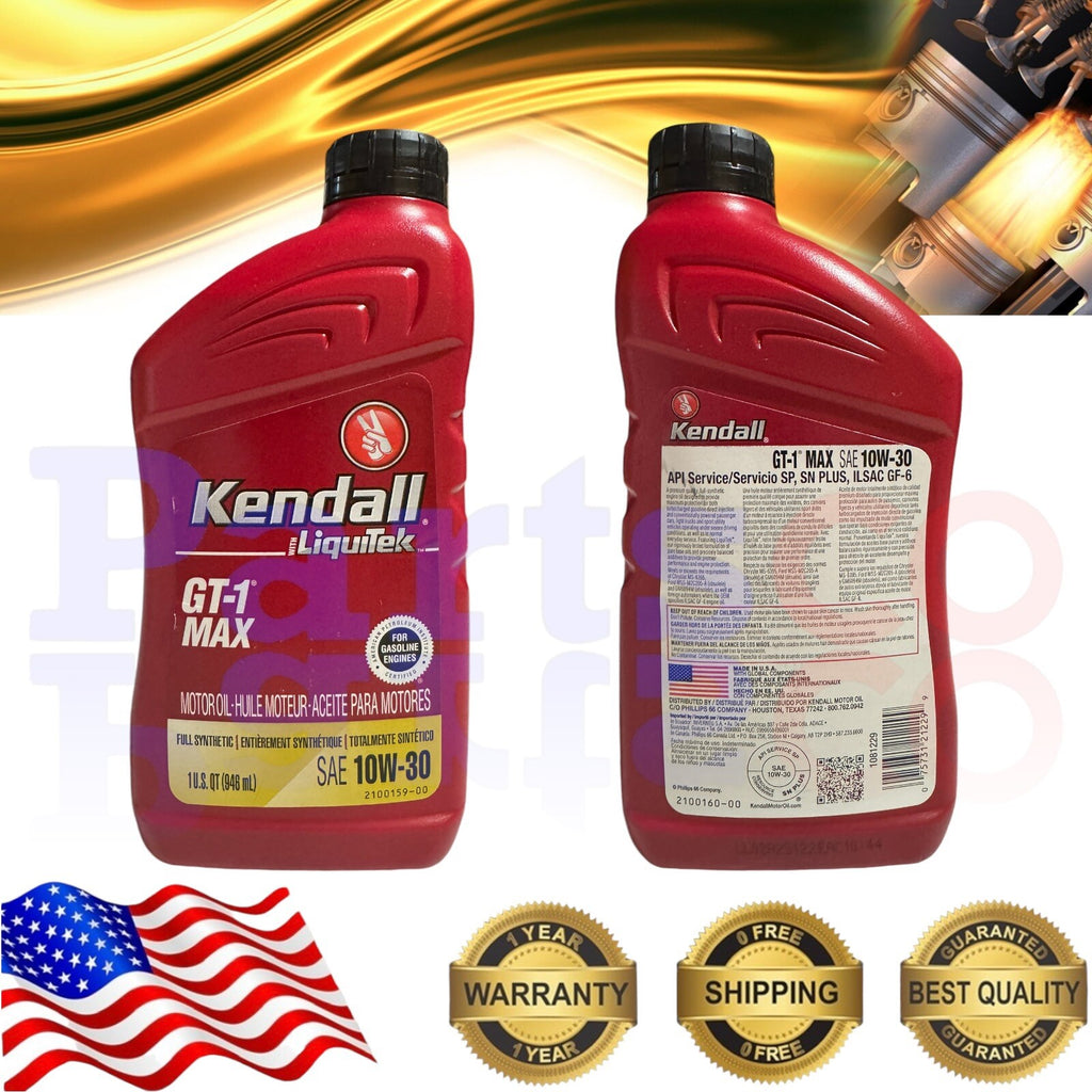 Motor Oil 10W30 Full Synthetic 8 Quarts GT-1® MAX KENDALL WITH LIQUITEK®