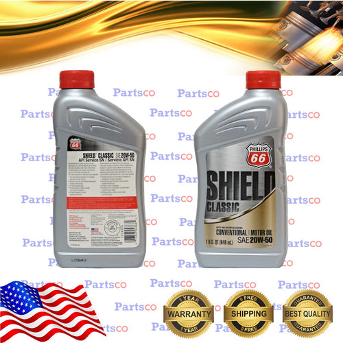 Conventional Oil 20W50 Motor Oil 8 Quarts In Case PHILLIPS 66 Shield Classic