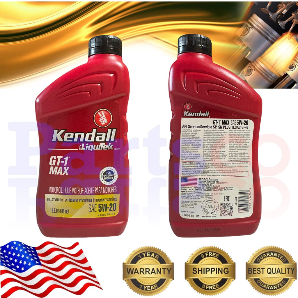 Motor Oil 5W20 Full Synthetic 8 Quarts GT-1® MAX KENDALL WITH LIQUITEK®