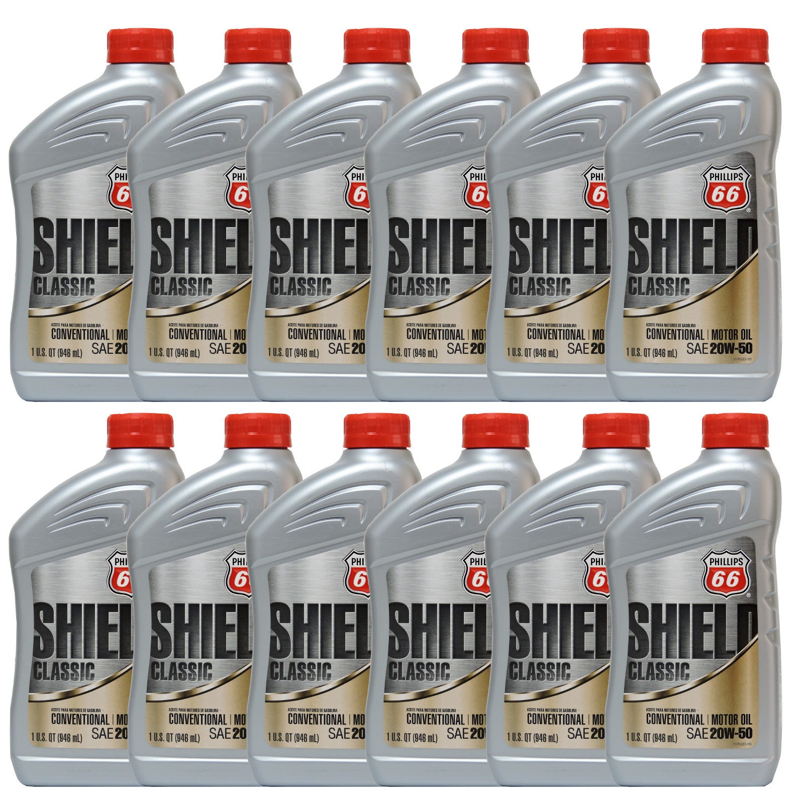 Conventional Oil 20W50 Motor Oil 12 Quarts In Case PHILLIPS 66 Shield Classic