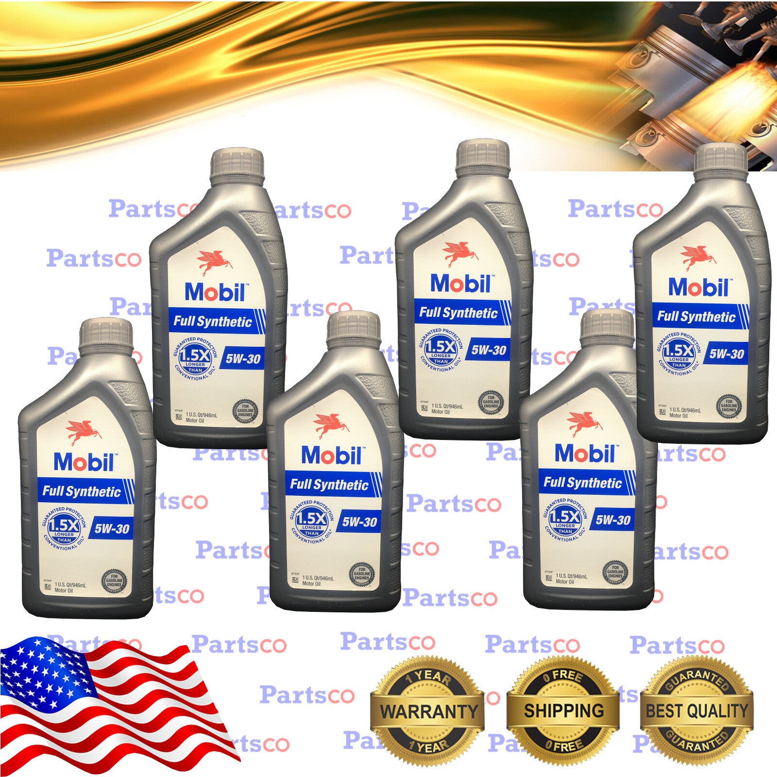 Mobile  Full Synthetic 5W30  Motor Oil 6 Quarts in a Case 