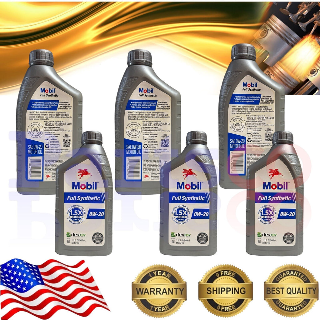 Motor Oil 0W20 Full Synthetic Mobil 6 Quarts in a Case