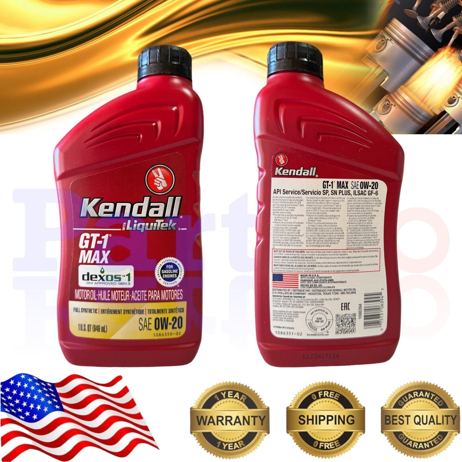 Motor Oil Full Synthetic 5 Quarts and Oil Filter Mazda CX5 2.5L 2016-2019