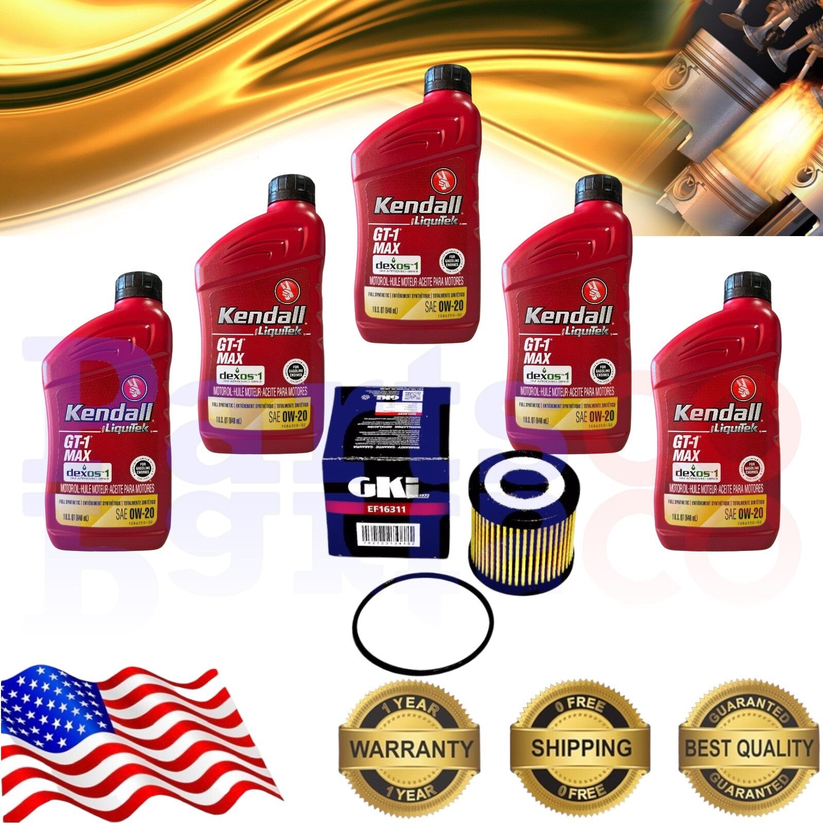 Motor Oil Full Synthetic 5 Quarts and Oil Filter For Toyota Prius 2012-2020