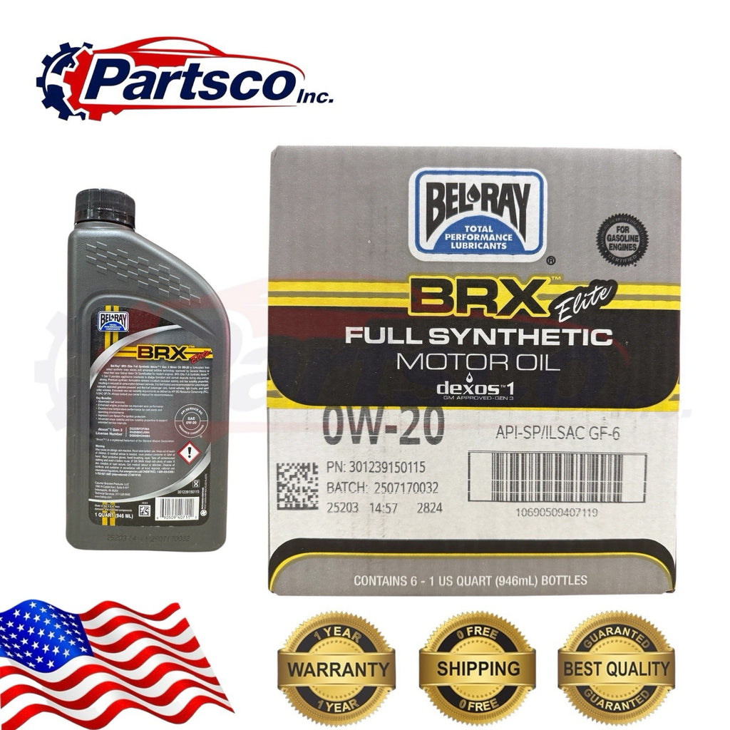 Bel-Ray BRX Elite 0W-20 Full Synthetic Motor Oil dexos1 Gen 3 API SQ GF-7A 6qrt