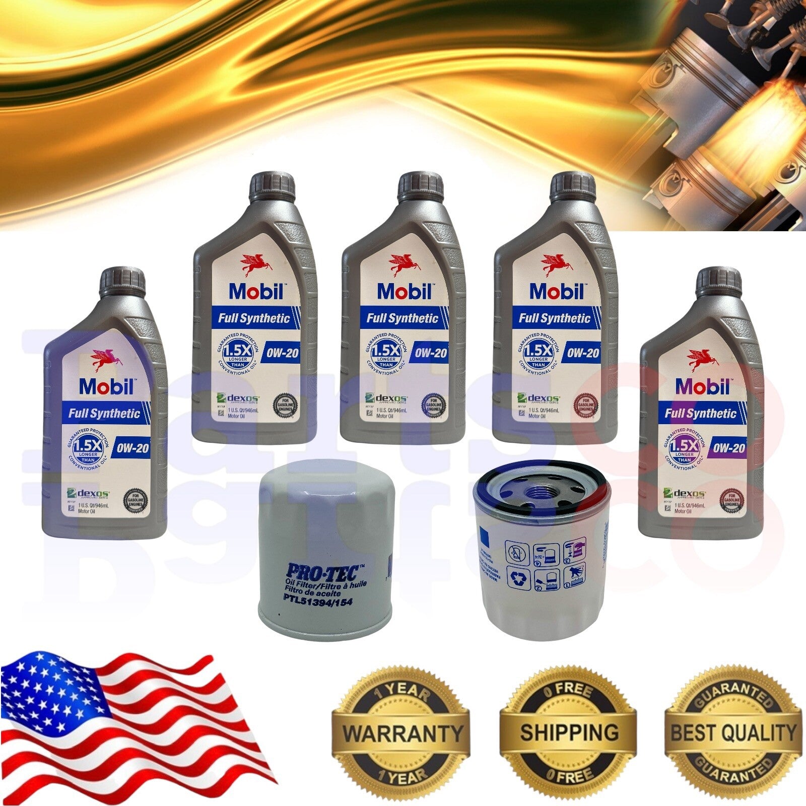 Motor Oil Full Synthetic 5 Quarts and Oil Filter Spin On Toyota Prius 2012-2020