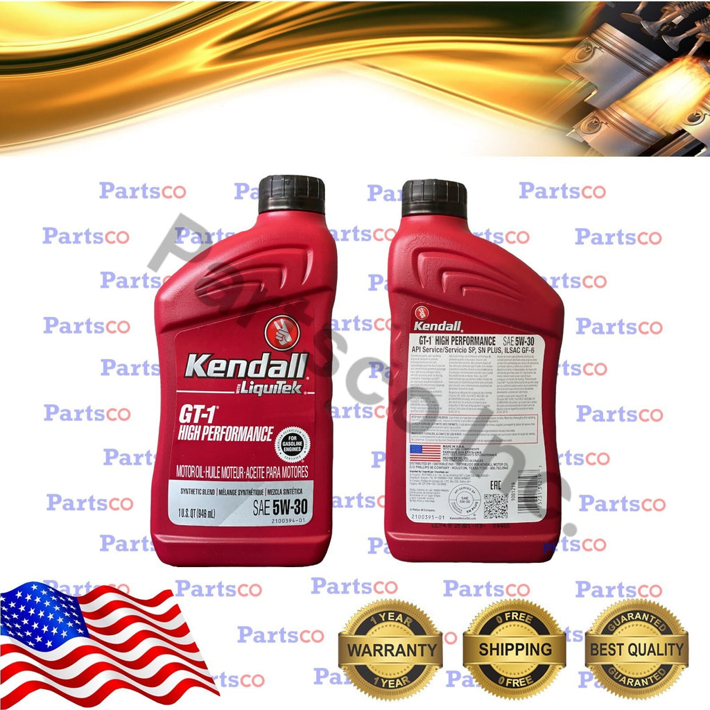 Motor Oil 5W30 Synthetic Blend 8 Quarts Kendall Liquitek GT-1 High Performance