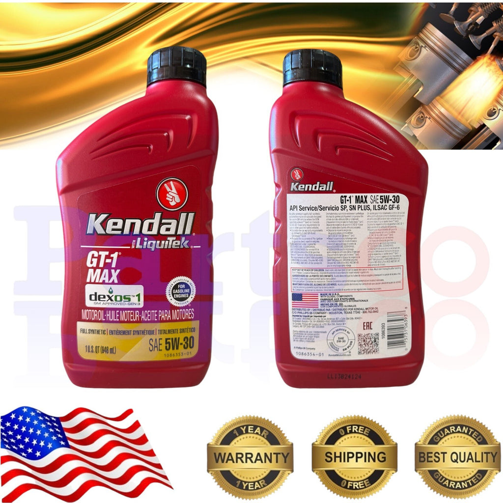 Motor Oil 5W30 Full Synthetic 12 Quarts KENDALL GT-1® MAX  WITH LIQUITEK®