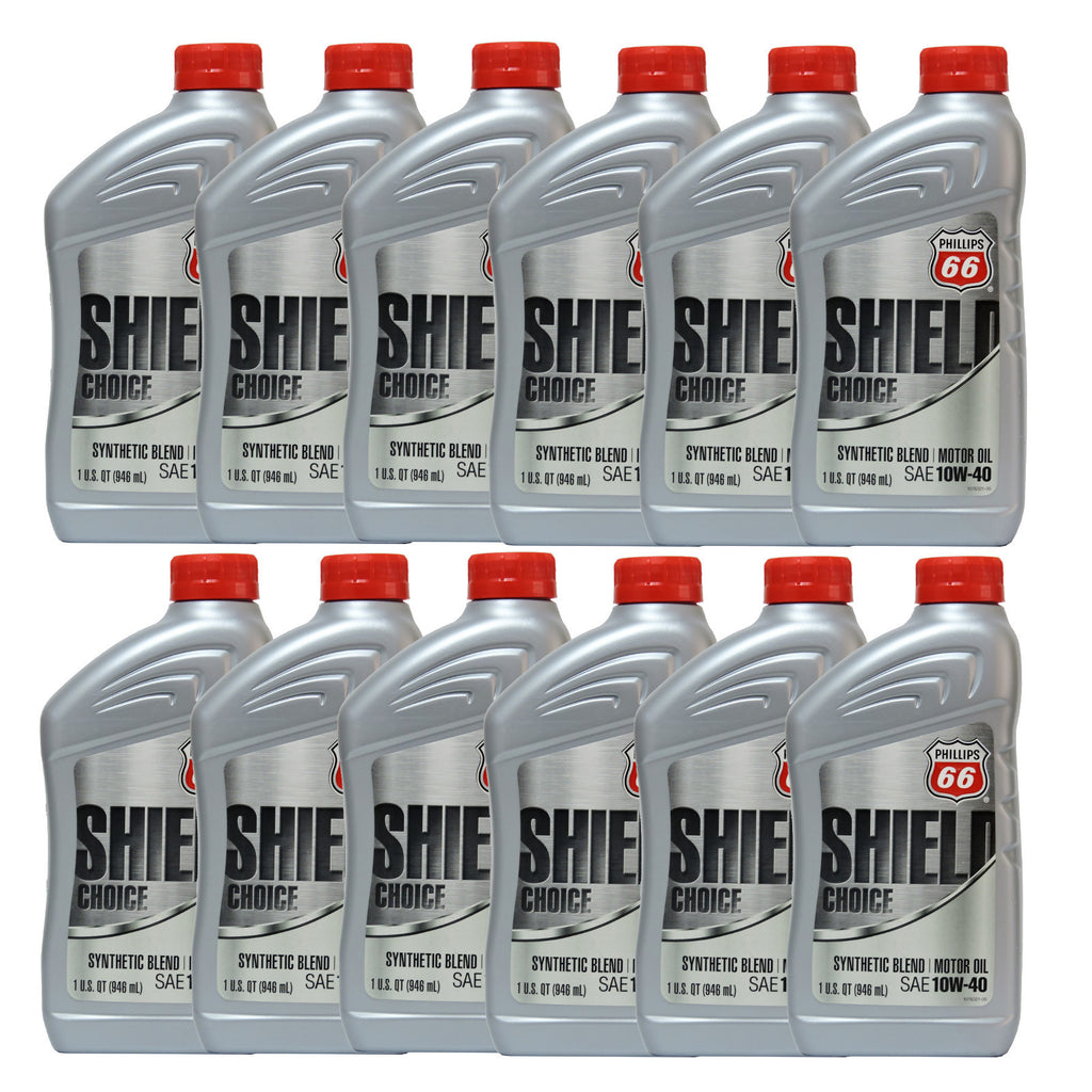 Motor Oil 10W40 Synthetic Blend 12 Quarts PHILLIPS 66 Shield Defense 