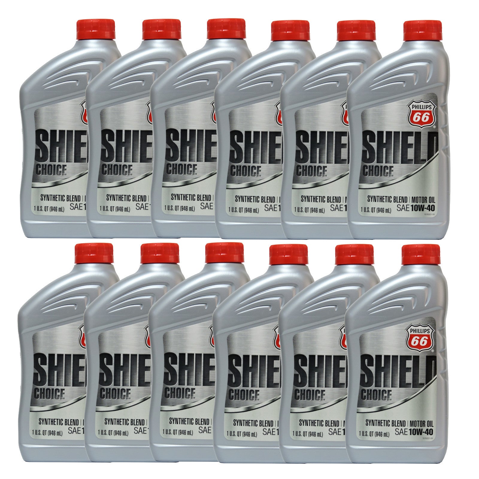 Motor Oil 10W40 Synthetic Blend 12 Quarts PHILLIPS 66 Shield Defense 