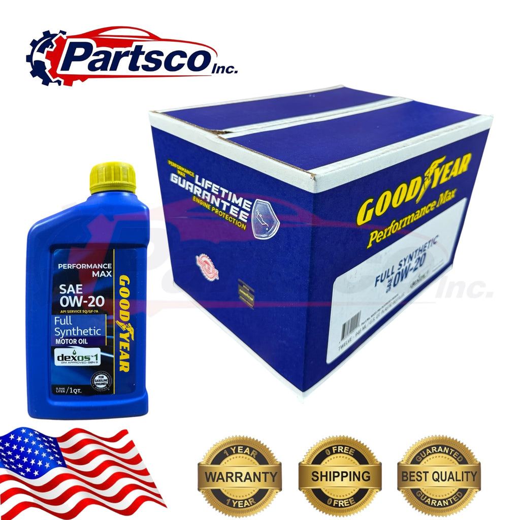 Goodyear 0W-20 Full Synthetic Motor Oil 8qt Case dexos1 Gen 3 (8 x 1qt Bottle)