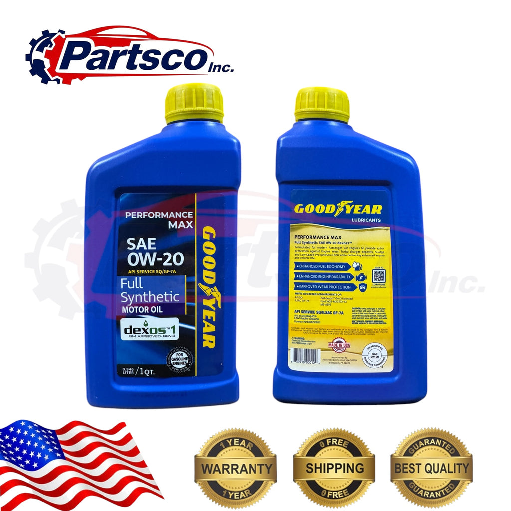 Goodyear 0W-20 Full Synthetic Motor Oil 8qt Case dexos1 Gen 3 (8 x 1qt Bottle)