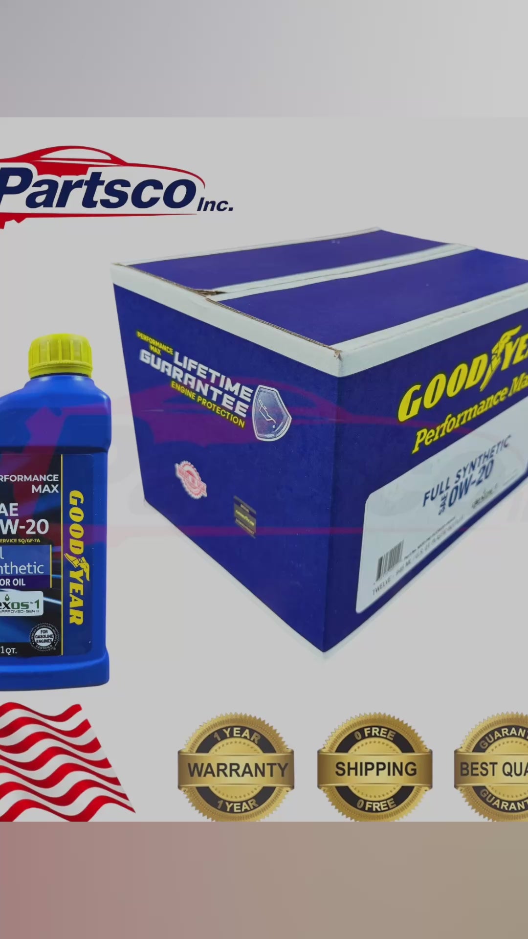 Goodyear 0W-20 Full Synthetic Motor Oil 12qt Case dexos1 Gen 3 (12 x 1qt Bottle)
