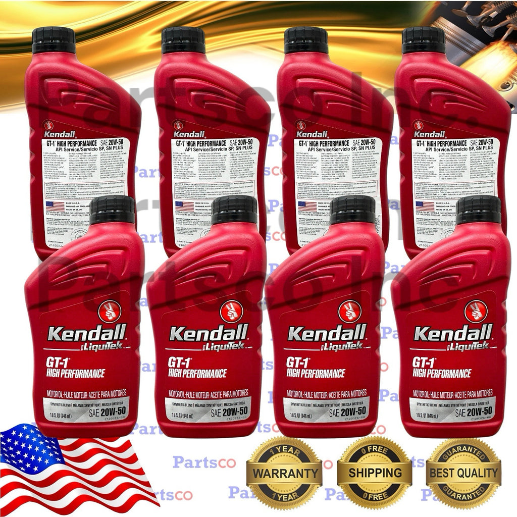 Motor Oil 20W50 Synthetic Blend 8 Quarts Kendall Liquitek GT-1 High Performance
