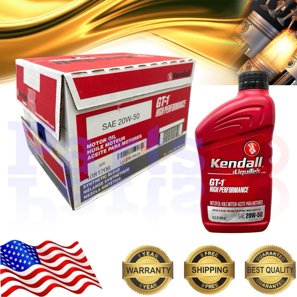 Motor Oil 20W50 Synthetic Blend 8 Quarts Kendall Liquitek GT-1 High Performance