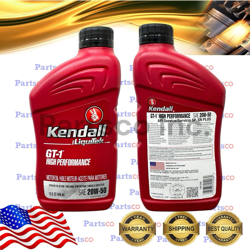 Motor Oil 20W50 Synthetic Blend 12 Quarts Kendall Liquitek GT-1 High Performance